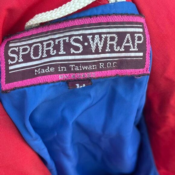 Red 80s Color Block Windbreaker Preppy Jacket Size Large - Picture 8 of 8